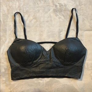 Cute Faux Leather Crop Top